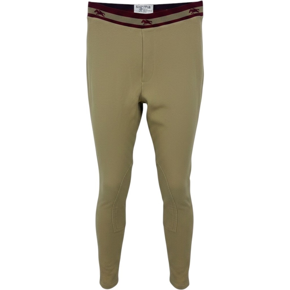 Sigma Kids Tan Equestrian Riding Breeches Pants Beige Burgundy Size 16 JPC Brand